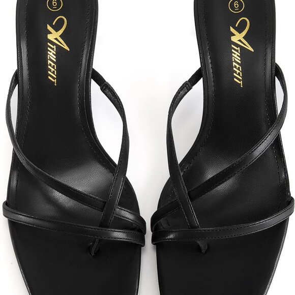 Women's Strappy Kitten Heels Low Open Toe Sandals for Party and Dress - Picture 4 of 6